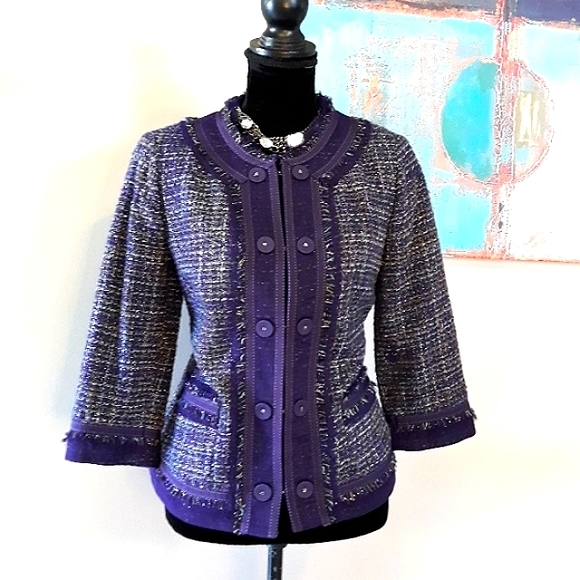 Chico's/ Purple/ Tweed Blazer/ Jacket - Picture 2 of 14